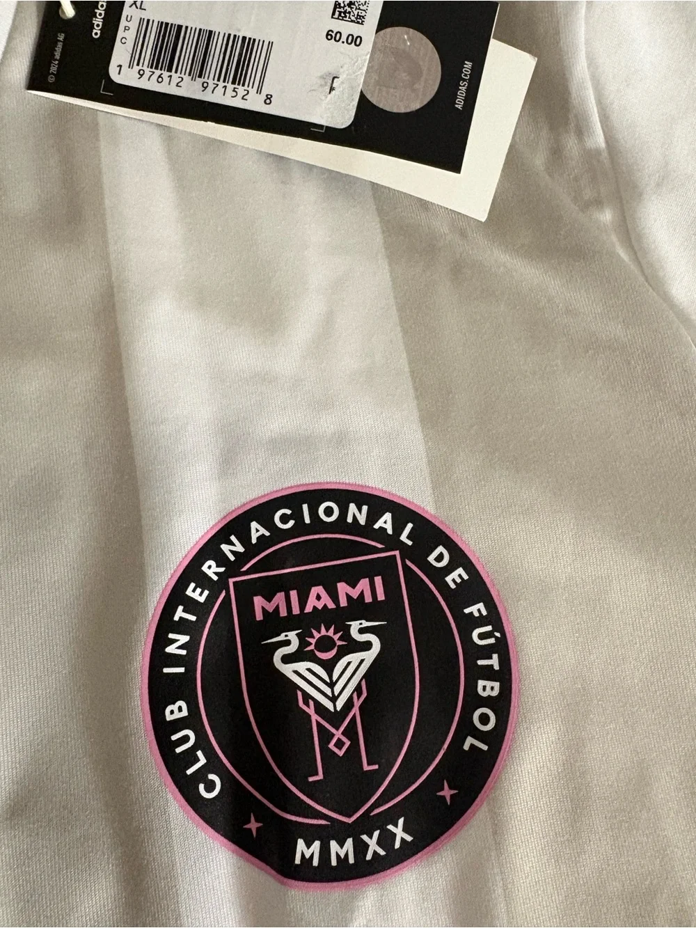 adidas White Inter Miami Men's Soccer Jersey with Black Accents